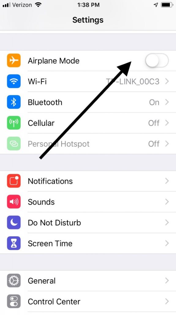 iPhone充電用の飛行機モード