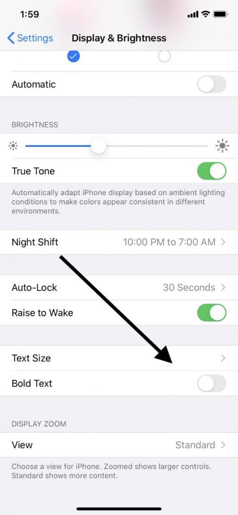 iPhoneのフォントサイズを変更します