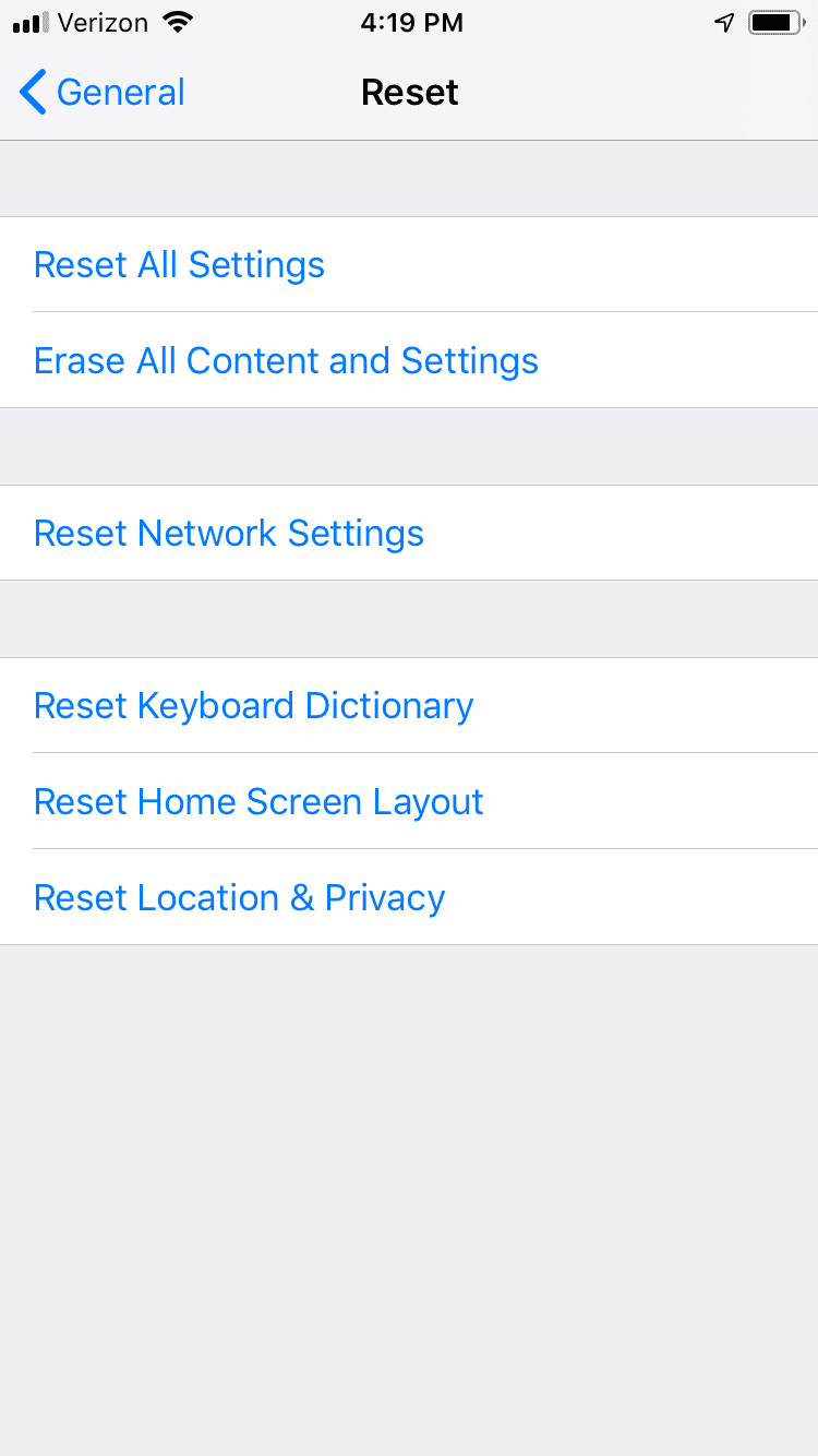  すべてのiPhone設定を消去します 