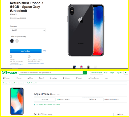Apple vs Swappaの改装価格 