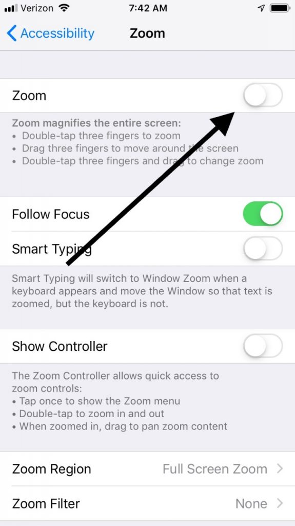 暗いiPhone画面のズーム