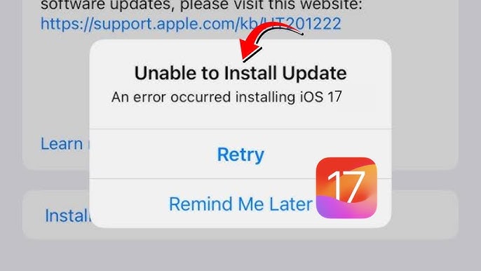 An error occurred installing ios 17.jpg