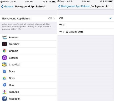 iPhoneでバックグラウンドアプリの更新をオンにします
