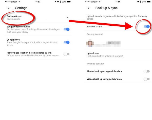 GoogleフォトでiPhoneからAndroidに明確な写真を送る