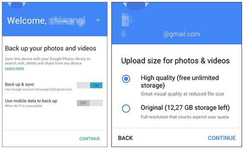 Googleアカウントへのバックアップ写真