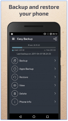 簡単なバックアップと復元を備えたバックアップAndroidアプリとデータ