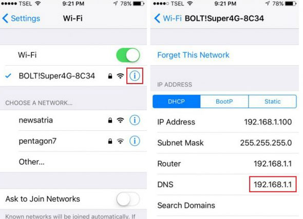 WiFi DNS設定を変更します
