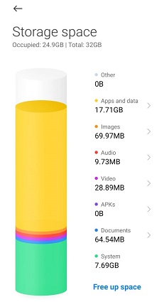 Androidストレージを確認してください