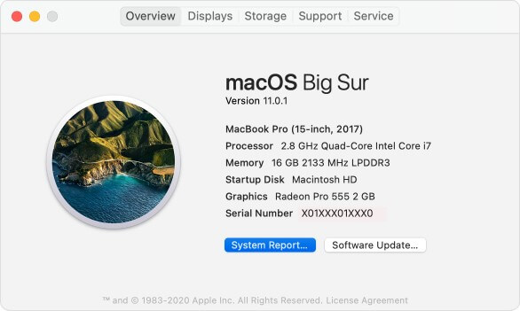 システムレポートMacを確認してください