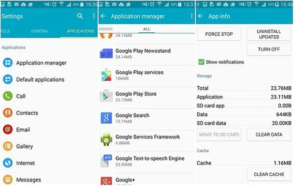 Google Playのキャッシュとデータをクリアします