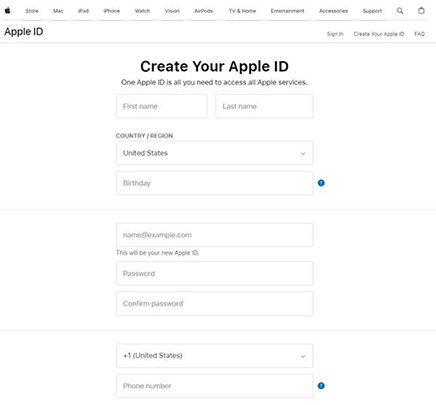 新しいApple IDを作成します