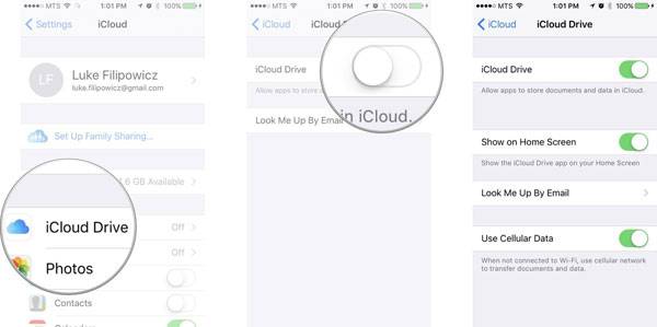 iPhoneでiCloudドライブをオンにします