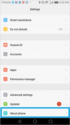 Huawei P 1でUSBデバッグを開きます