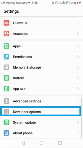 Huawei P 3でUSBデバッグを開きます
