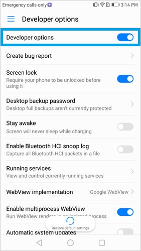 Huawei P 4でUSBデバッグを開きます