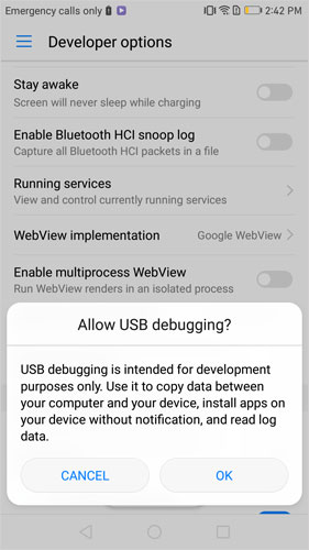 Huawei P 6でUSBデバッグを開きます