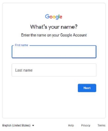 Gmailに名前を入力します