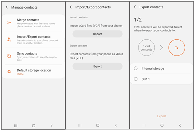 VCFファイルを介してSamsungからHuaweiに連絡先を送信します