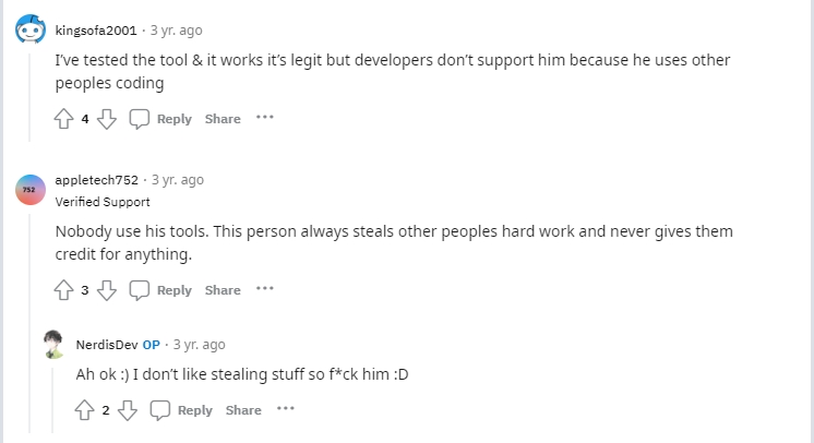redditに関するifrpfileフィードバック