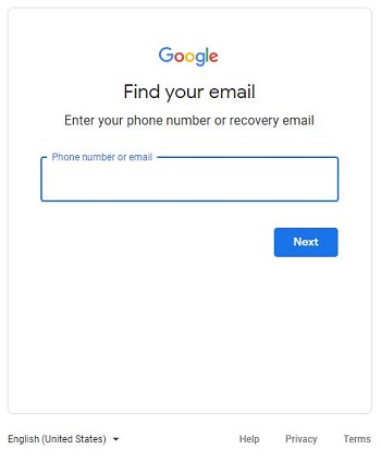 Googleアカウントを見つけてください
