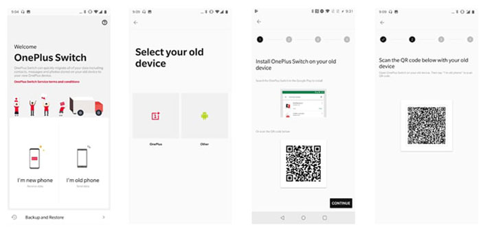 SamsungからOnePlus Switchを介してOnePlusデータ転送