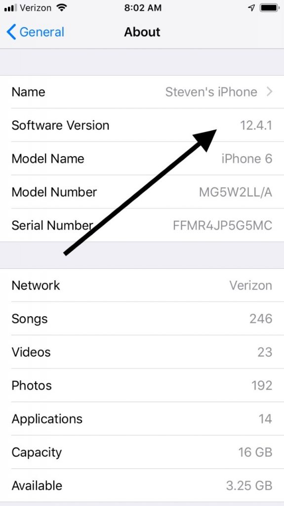 iOSバージョンを確認してください