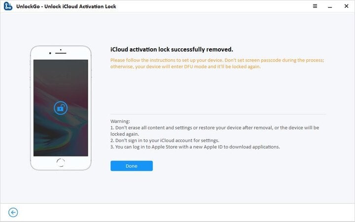 Unlockgoは、アクティベーションロックを自動的に削除します