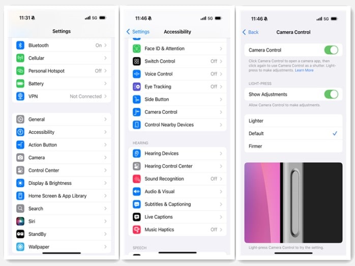 iPhone 16カメラ制御アクセシビリティ