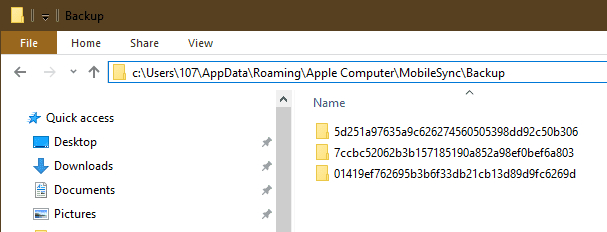 iTunes WindowsのiPhoneバックアップ