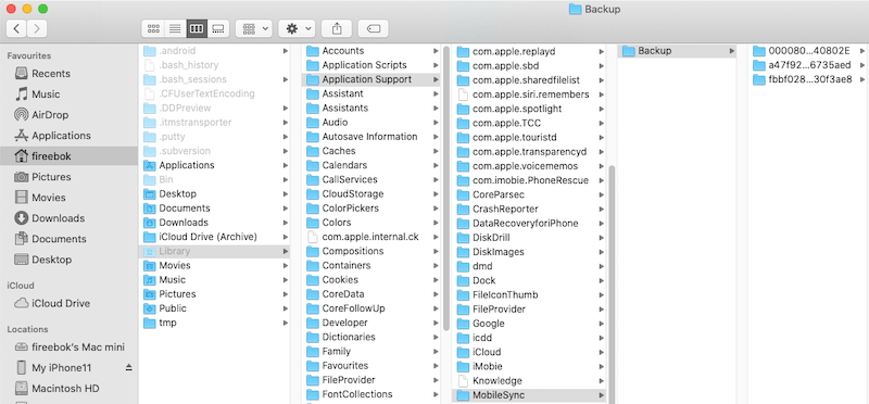 MacのiPhoneバックアップフォルダー
