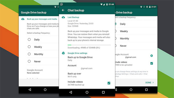 WhatsAppチャットをGoogleドライブにバックアップします