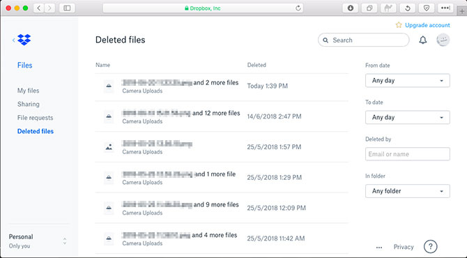 DropboxのAndroidの整理型の写真