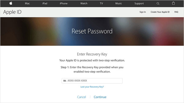   Recoveryキーを介してApple IDパスワードを見つける方法
