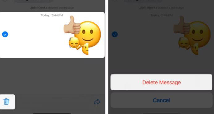 iPhoneでメッセージとして絵文字ステッカーを削除します