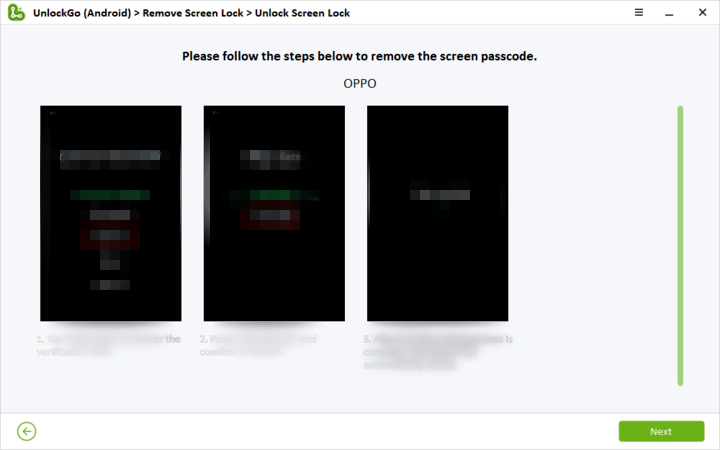 携帯電話を回復モードに入れ、画面上の手順に従って画面のパスワードを削除します。