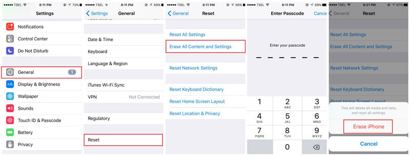iPhone iPadに設定をリセットします