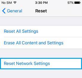 iPhoneリセットネットワーク設定