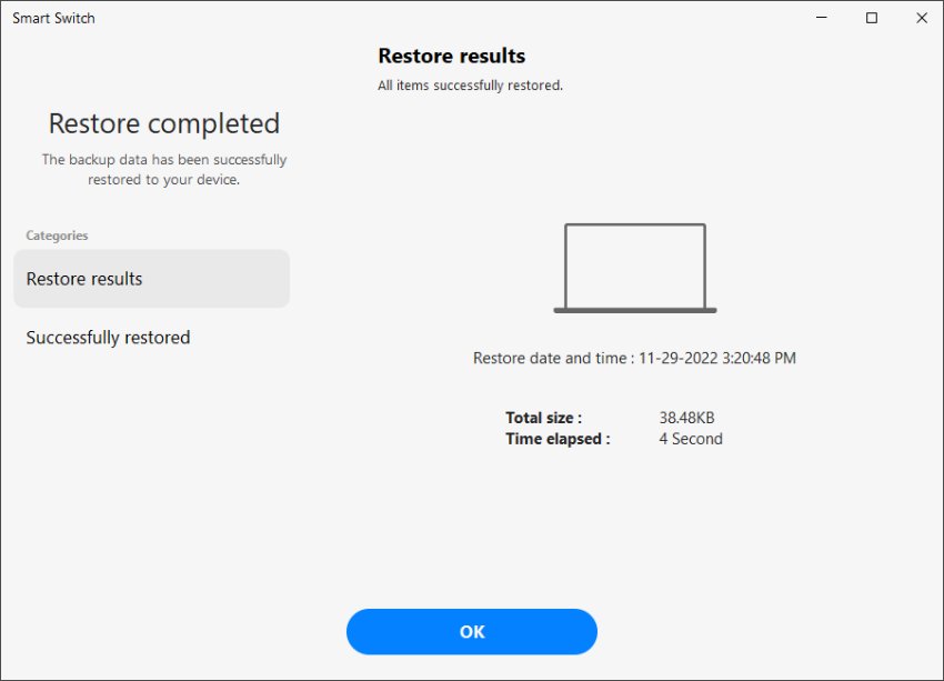 Smart Switch 3を介してSamsung電話の連絡先を復元します