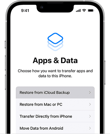 iCloudバックアップから復元します