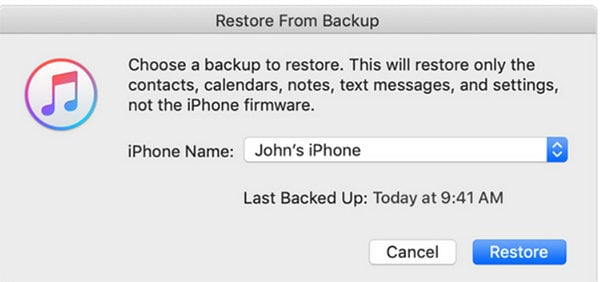 iTunesバックアップを復元します