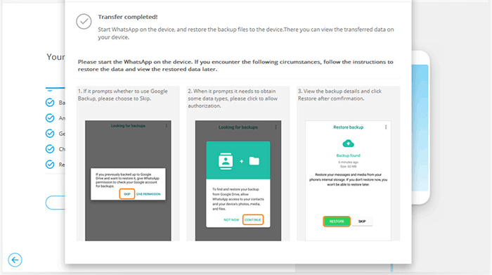 WhatsAppデータをNew Samsungに復元します
