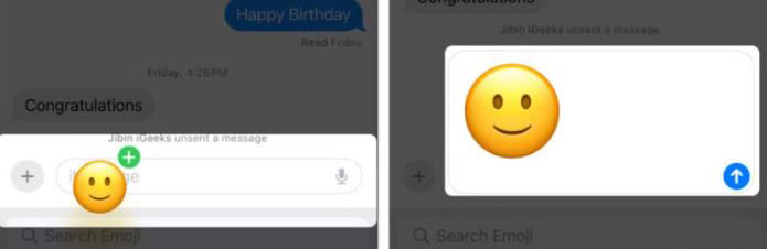 iPhoneでステッカーとして絵文字を送ってください