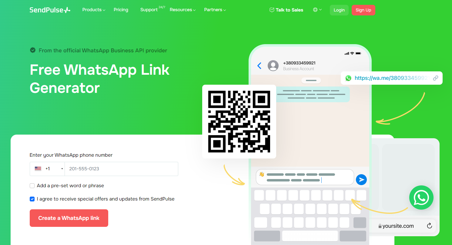 sendpulse whatsappリンクジェネレーター