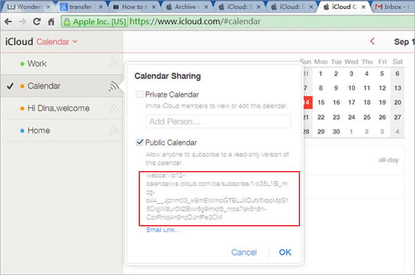 iCloudカレンダーをWebで共有します