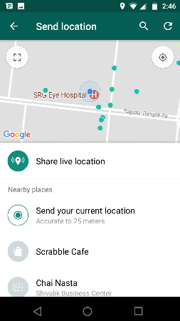 WhatsAppでライブロケーションを共有します