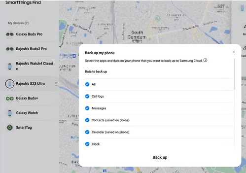 SmartThingsの検索を使用して、Samsungをリモートでバックアップします