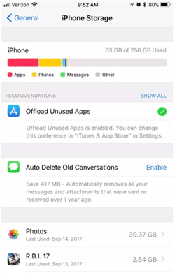 iPhoneストレージを確認してください