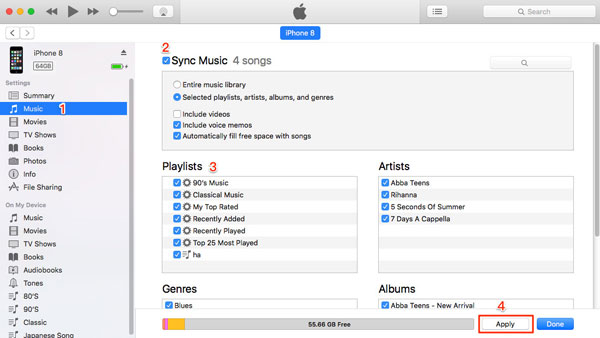 iTunesからiPhoneに音楽を同期します