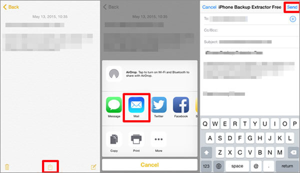 電子メールでiPhoneからMacまたはPCにメモを転送する方法