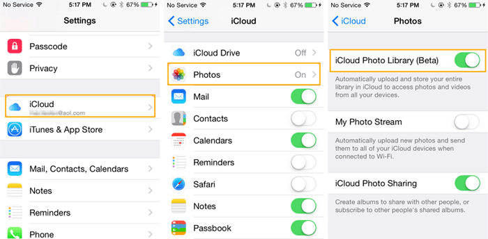 iCloudを使用してコンピューターからiPhoneに写真を入手してください